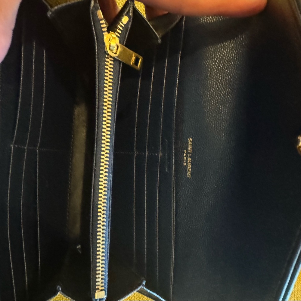 Yves Saint Laurent Cassandre Matelasse Large Flap Wallet in Grain Leather Navy - Picture 12 of 14